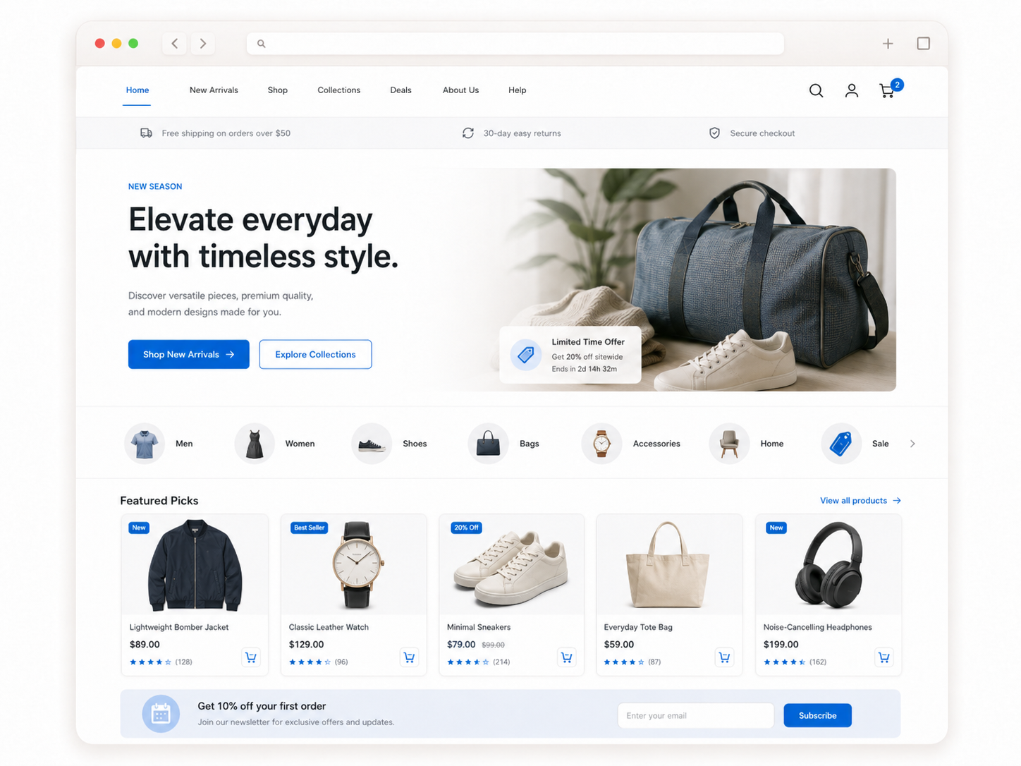 Preview of an ecommerce website design